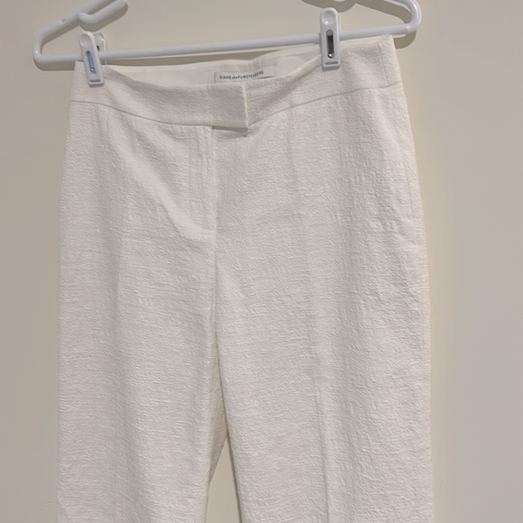 Diane Von Furstenburg Nicola Textured Cotton Wide Leg Pants White - Picture 3 of 10